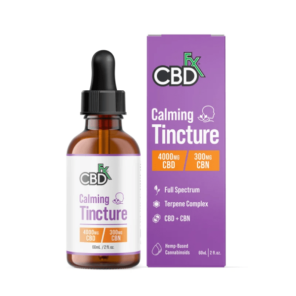 CBDfx CBD + CBN Calming Oil Tincture 4000mg Stopper Bottle and Package