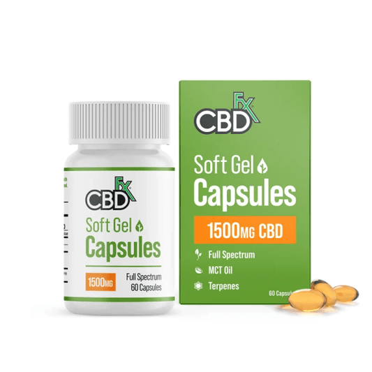 CBDfx Soft Gel Capsules 1500mg Bottle and Package | Price Point NY