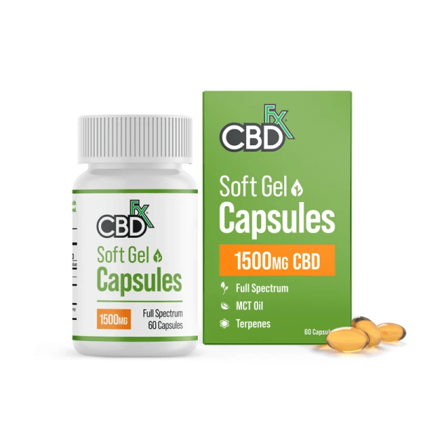 CBDfx Soft Gel Capsules 1500mg Bottle and Package | Price Point NY