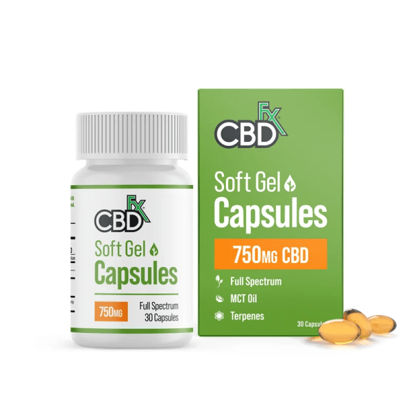 CBDfx Soft Gel Capsules 750mg Bottle and Package | Price Point NY