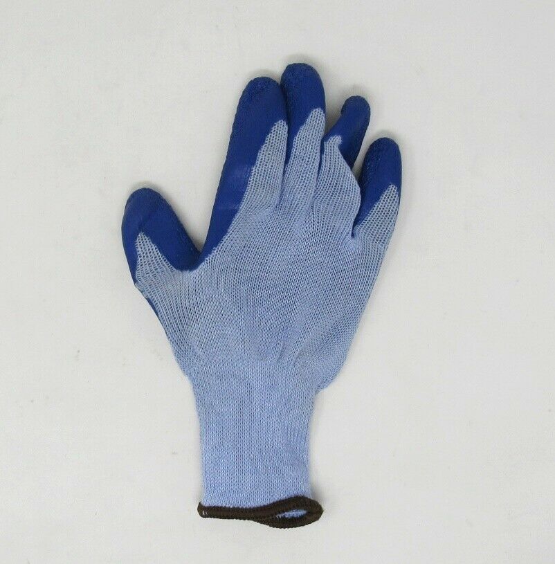 New 12 pair pack size L Blue Latex palm coated gloves Work Home Style # US-PLG