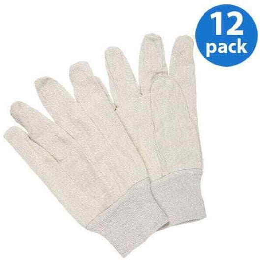 New 12 pair pack size L Off White Canvas Poly Cotton 8 Oz Gloves Style # US-CCG